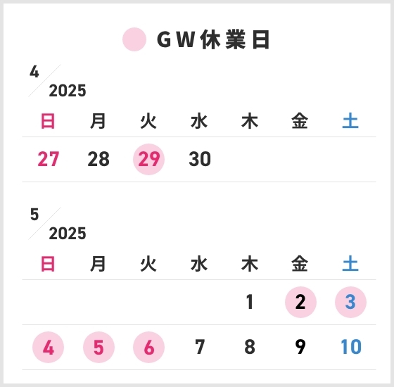 ゴールデンウィークの対応について
