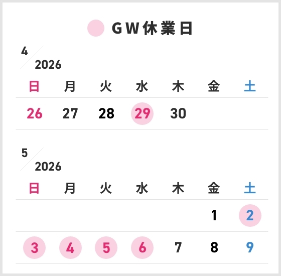 ゴールデンウィークの対応について